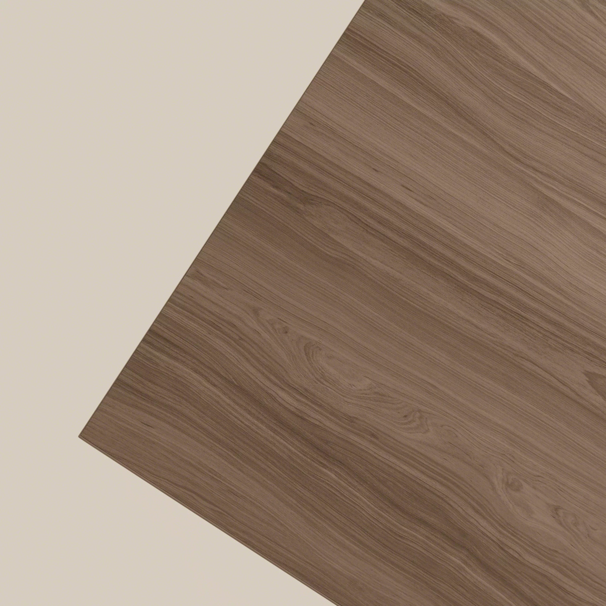 Corner view of the wooden desk top with light edges